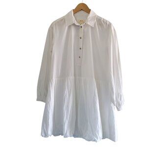 Anthropologie Mauve White Bubble Hem Mini Dress with Long Sleeves Size XS NWT